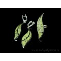 Кольцо и серьги с змеевиком "Листик" 12*43мм.