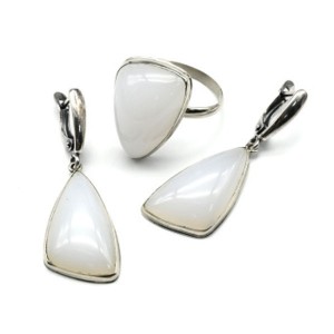 Кольцо и серьги кахолонг "Грация"