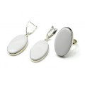 Кольцо и серьги кахолонг "Овал"