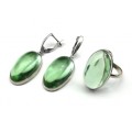 Кольцо и серьги кварц "Овал",   (иск.)