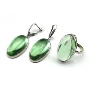 Кольцо и серьги кварц "Овал",   (иск.)