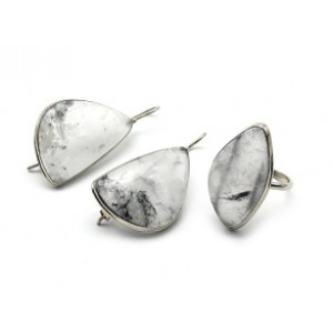 Кольцо и серьги льдистый кварц