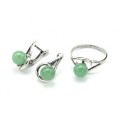Кольцо и серьги с кварцем (имитация нефрита) Кольцо и серьги с кварцем (имитация нефрита)