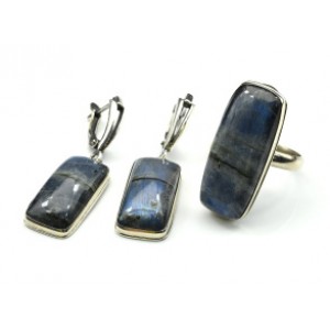 Кольцо и серьги лабрадор "Прямоугольник"