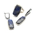 Кольцо и серьги лабрадор "Прямоугольник"