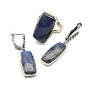 Кольцо и серьги лабрадор "Прямоугольник"