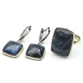 Кольцо и серьги лабрадор "Прямоугольник"