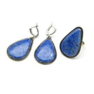 Кольцо и серьги с лазуритом