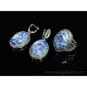 Кольцо и серьги с лазуритом