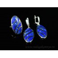 Кольцо и серьги с лазуритом "Овал" 16*30мм.