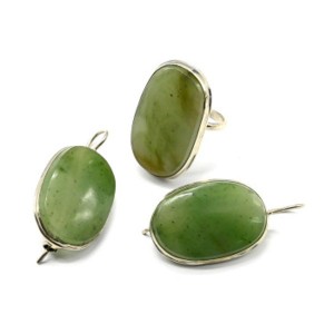 Кольцо и серьги нефрит "Овал" Кольцо и серьги нефрит "Овал"