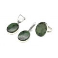 Кольцо и серьги с нефритом "Овал"