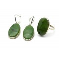 Кольцо и серьги нефрит "Овал"