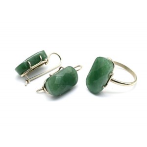 Кольцо и серьги нефрит