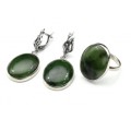 Кольцо и серьги с нефритом