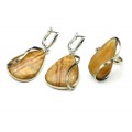 Кольцо и серьги оникс медовый