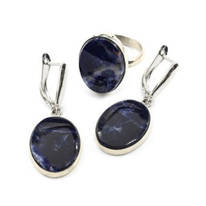 Кольцо и серьги содалит "Овал"