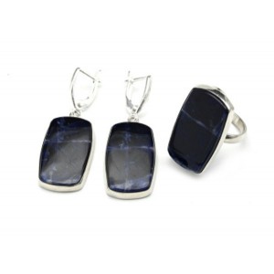 Кольцо и серьги содалит "Прямоугольник" Кольцо и серьги содалит "Прямоугольник"