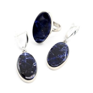 Кольцо и серьги из содалита "Овал" Кольцо и серьги из содалита "Овал"