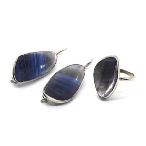 Кольцо и серьги тенгизит "Грация"