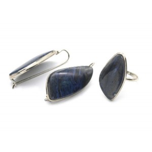 Кольцо и серьги тенгизит "Грация"