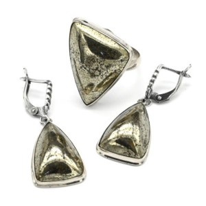 Кольцо и серьги пирит "Грация"