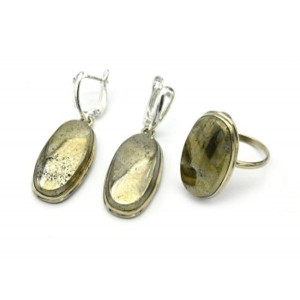 Кольцо и серьги пирит "Овал"