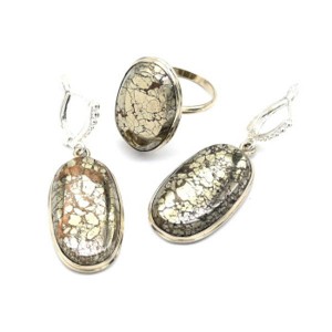 Кольцо и серьги пирит "Овал"