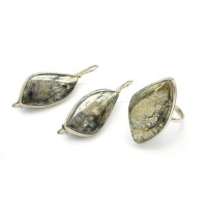 Кольцо и серьги с пиритом "Грация"