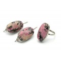 Кольцо и серьги родонит "Овал"