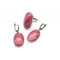 Кольцо и серьги родонит "Орлец" овал