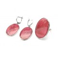 Кольцо и серьги с родонитом "Орлец"
