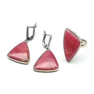 Кольцо и серьги родонит "Орлец"
