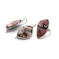 Кольцо и серьги родонит "Грация"