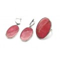 Кольцо и серьги с родонитом "Орлец"