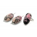 Кольцо и серьги родонит "Овал"