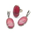 Кольцо и серьги родонит "Орлец" овал