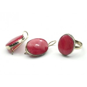 Кольцо и серьги родонит "Орлец"