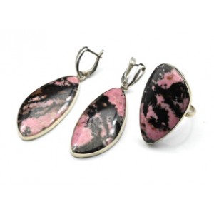 Кольцо и серьги родонит "Грация"