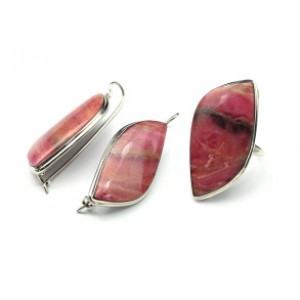 Кольцо и серьги с родонитом "Грация"