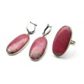 Кольцо и серьги с родонитом "Орлец"