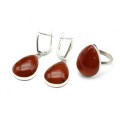 Кольцо и серьги сердолик "Капля"