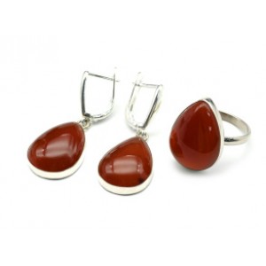 Кольцо и серьги сердолик "Капля"