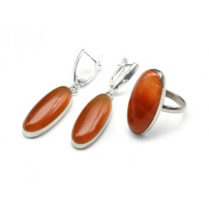 Кольцо и серьги сердолик "Овал" Кольцо и серьги сердолик "Овал"