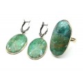 Кольцо и серьги хризоколла "Овал"