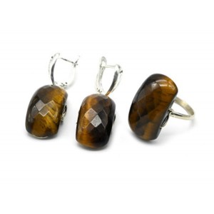 Кольцо и серьги тигровый глаз