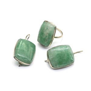 Кольцо и серьги из флюорита "Прямоугольник"