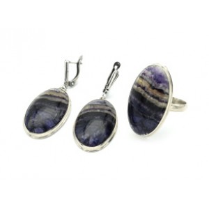 Кольцо и серьги флюорит "Овал"