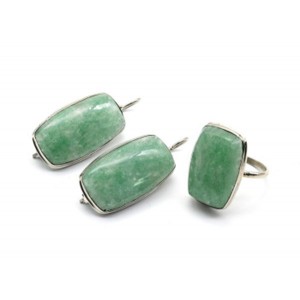 Кольцо и серьги из флюорита "Прямоугольник"