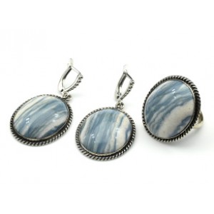 Кольцо и серьги флюорит "Овал"